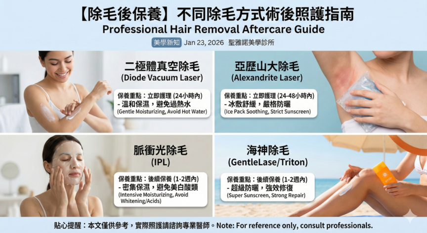  - 除毛後保養 雷射除毛保養 除毛術後照護 二極體真空除毛 除毛保養守則